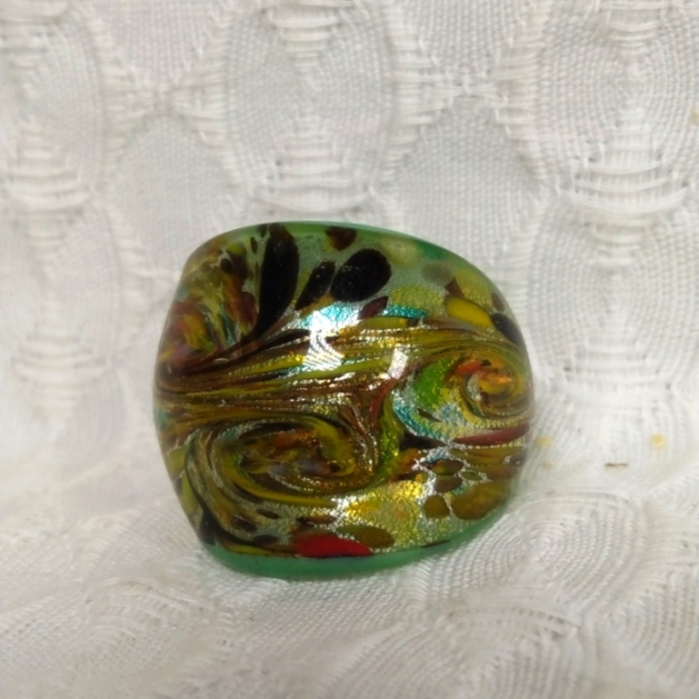 Amazing Vintage Ring Handblown Glass Size 8 OOAK